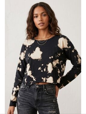 Hashttag In Trend Long Sleeve Tee Black Tie Dye Size M